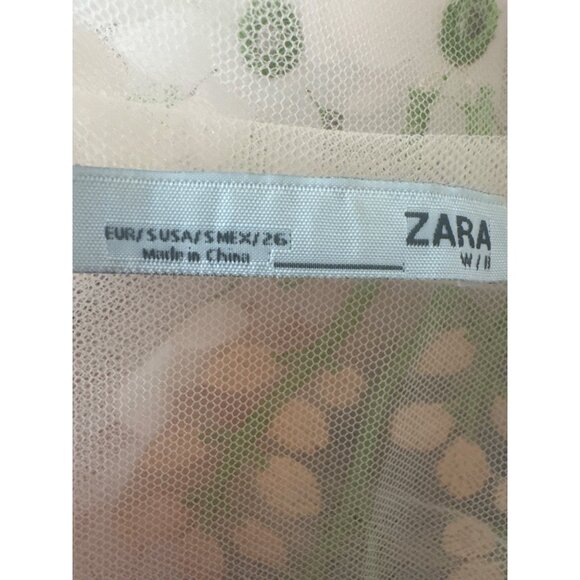 ZARA Sheer Mesh Small Floral Embroidered Long Sleeve Lightweight Dainty - Picture 5 of 14